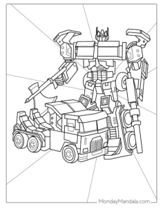 Optimus Prime And Truck Coloring Sheet Robot Coloring Pages, Free Vectors File